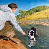 Angela Roberts ~ One Man And His Dog ~ Oil